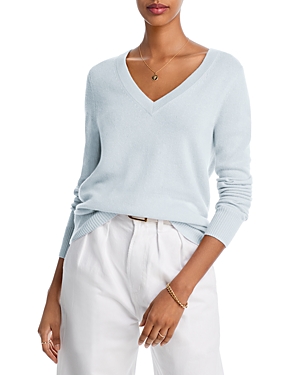 Aqua Cashmere V-neck Cashmere Sweater - 100% Exclusive In Blue Ice