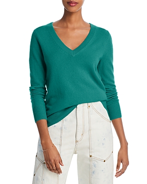 Aqua Cashmere V-neck Cashmere Sweater - 100% Exclusive In Seagreen