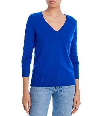 Aqua Cashmere V-neck Cashmere Sweater - 100% Exclusive In Sapphire