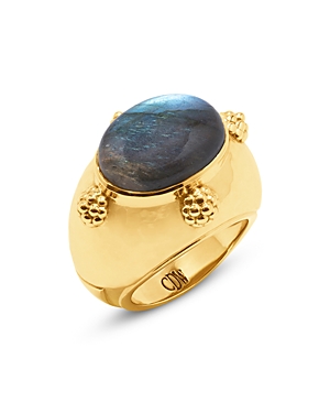 Shop Capucine De Wulf Cleopatra Oval Labradorite Ring In Blue/gold