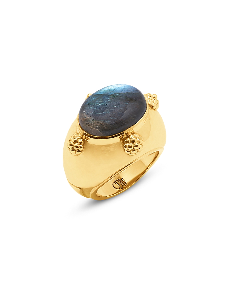 Capucine De Wulf Cleopatra Oval Labradorite Ring In Blue/gold