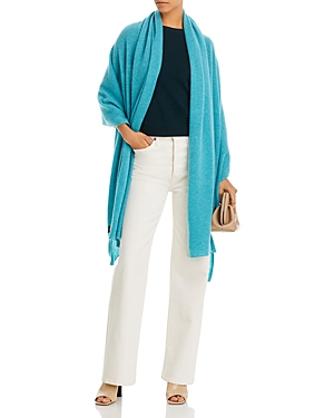 Shop C By Bloomingdale's Cashmere Travel Wrap - 100% Exclusive In Marled Teal