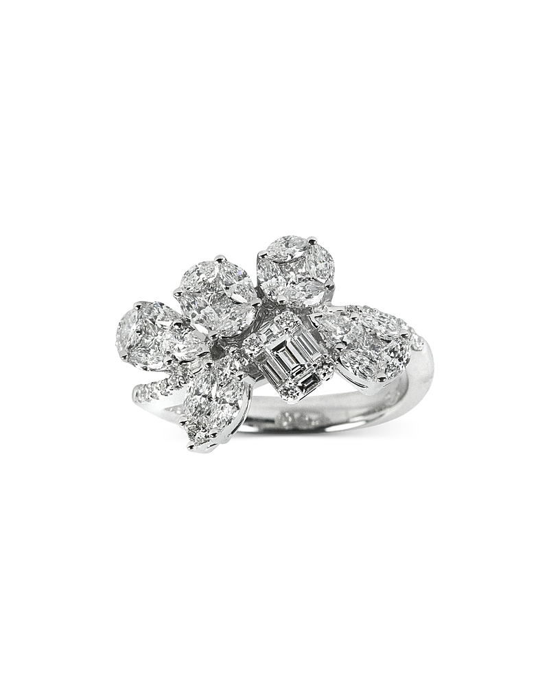 Zydo 18k White Gold Mosaic Diamond Cluster Ring In White