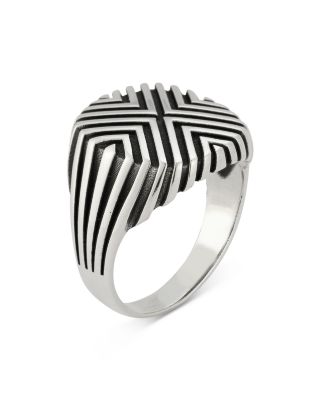 Men&#39;s Sterling Silver Textured Chevron Statement Ring