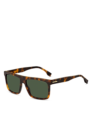 Hugo Boss 59mm Polarized Rectangular Sunglasses In Havana/green Polarized Solid