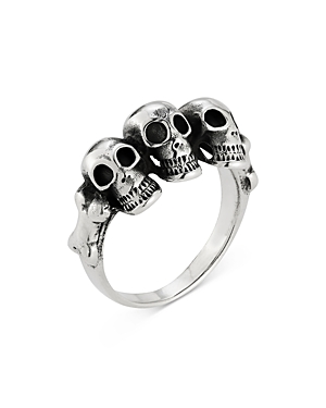 Men's Sterling Silver Triple Skull Ring