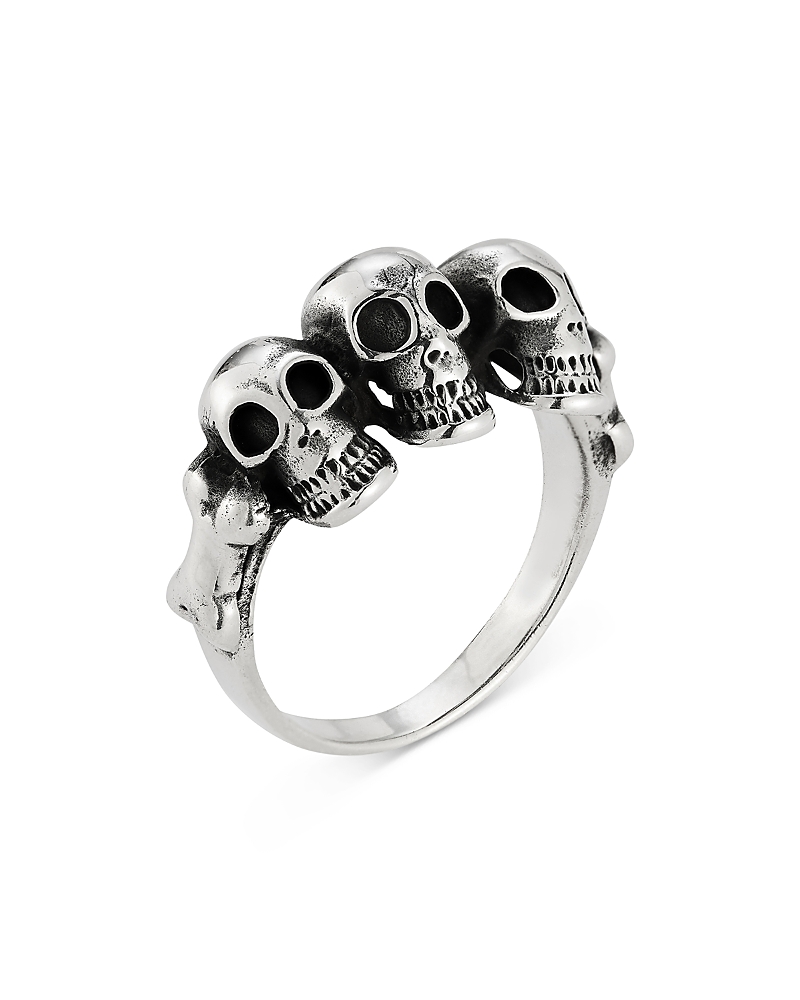 MILANESI AND CO MEN'S STERLING SILVER TRIPLE SKULL RING