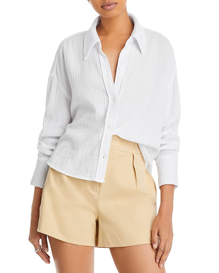 Monrow Gauze Button Down Shirt Bloomingdale's