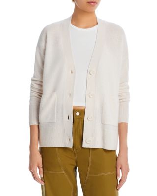 AQUA - V-Neck Grandfather Cashmere Cardigan - Exclusive