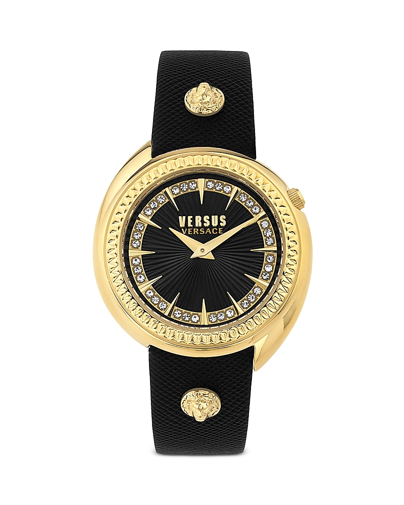 Versus Tortona Leather Strap Watch, 38mm In Black
