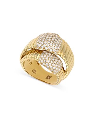 18K Yellow Gold Via Mercanti Diamond Tubogas Wrap Ring