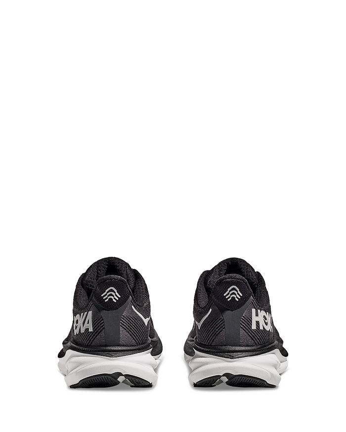 Shop Hoka Men's Clifton 9 Running Sneakers In Black/white