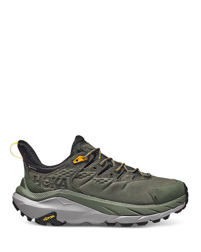 Shop Hoka Men's Kaha 2 Low Top Gtx Hiking Sneakers In Thyme/radiant Yellow