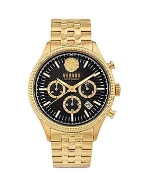 Versus Men's Chronograph Date Quartz Colonne Gold-tone Stainless Steel Bracelet 44mm In Black/gold