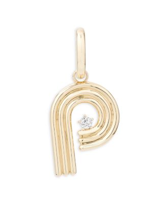 Adina Reyter 14K Yellow Gold Groovy Diamond Initial Pendant