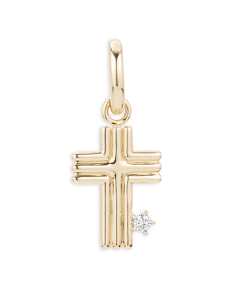 Adina Reyter 14k Yellow Gold Groovy Diamond Cross Pendant In Gold
