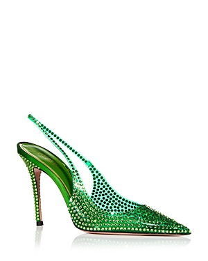 Gedebe Women's Stella 105 Jelly Crystal Embellished High Heel Pumps In Green