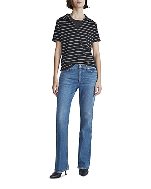 Rag & Bone The Knit Stripe Polo Blackmult Xs In Black Multi