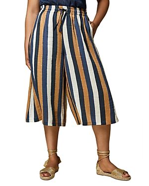 MARINA RINALDI RENZO STRIPED WIDE LEG CULOTTE PANTS