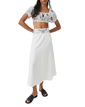 free people lotus cotton embroidered crop top & skirt set