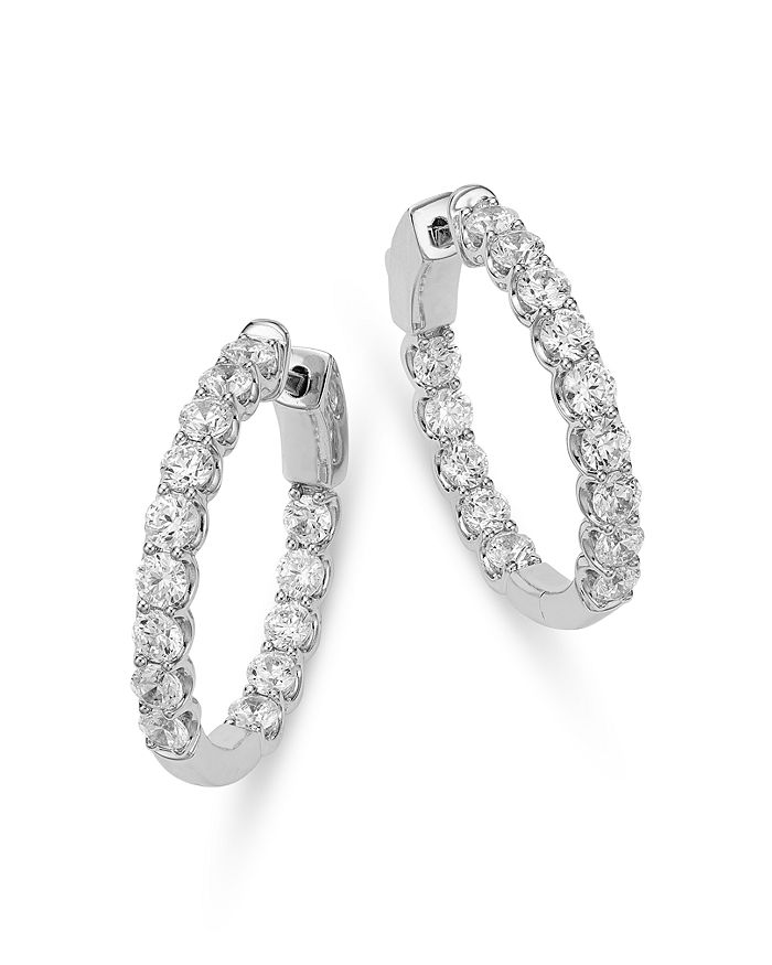 Bloomingdale's Diamond Inside Out Hoop Earrings in 14K White Gold, 2.50 ...