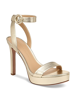 Veronica Beard Darcelle Metallic Ankle-strap Sandals In Platinum