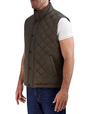 Shop Cole Haan Diamond Quilted Vest In Olive