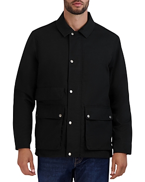 Shop Cole Haan Waxed Rain Jacket In Black