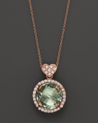 Lisa Nik Prasiolite and Diamond Rocks Pendant Necklace 18K Rose Gold ...