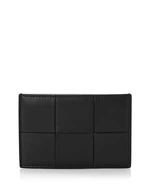Bottega Veneta Intrecciato Nappa Leather Flap Cardholder In Black