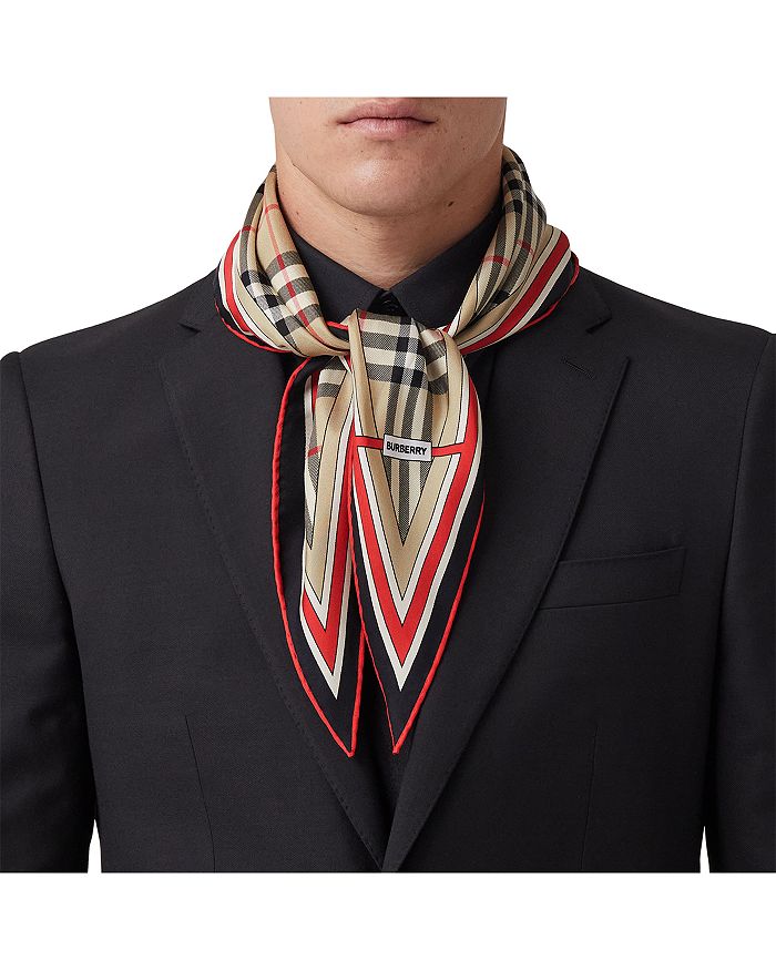 burberry monogram icon stripe and check print silk scarf item