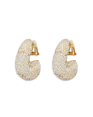 Lele Sadoughi Pave Dome Clip On Hoop Earrings in 14K Gold Plated