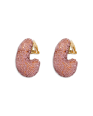 Shop Lele Sadoughi Pave Dome Clip On Hoop Earrings In 14k Gold Plated In Pink