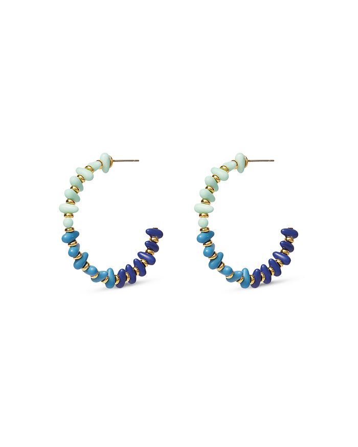 Lele Sadoughi Candy Large Beaded C Hoop Earrings in 14K Gold