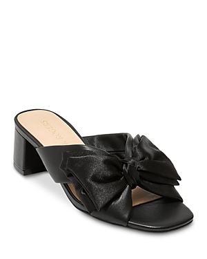Shop Jack Rogers Women's Debra Mid Heel Bow Slide Sandals In Black