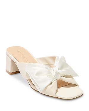 Shop Jack Rogers Women's Debra Mid Heel Bow Slide Sandals In White