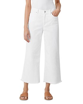 Eileen Fisher - High Rise Cropped Wide Leg Jeans in White