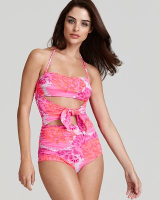 Palm Beach Tropical Cutout Tie One Piece