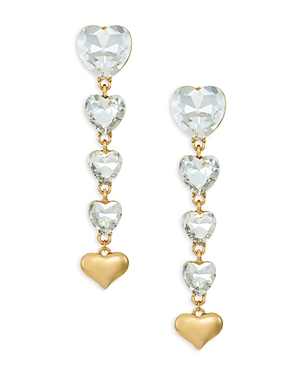 Shop Ettika Crystal Falling Heart Drop Earrings In Gold