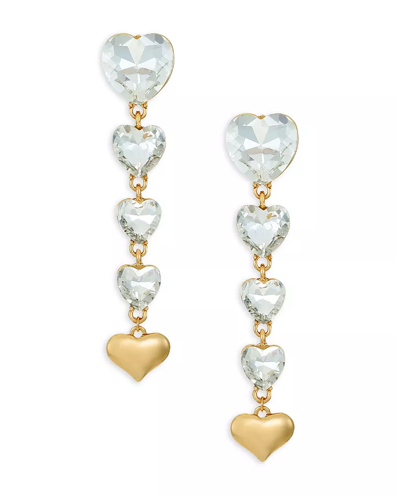 Ettika Crystal Falling Heart Drop Earrings