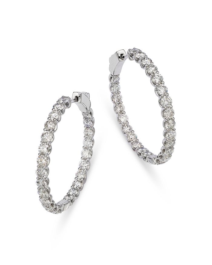 Bloomingdale's Diamond Inside Out Medium Hoop Earrings in 14K White ...