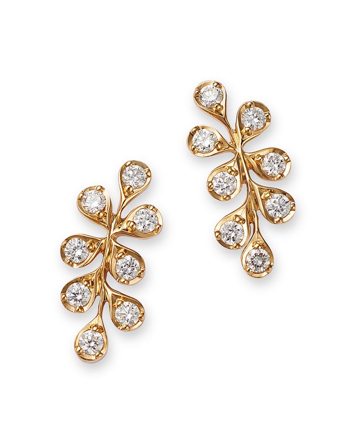 Bloomingdale's Diamond Leaf Ear Climbers in 14K Yellow Gold, 0.20 ct. t ...