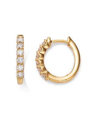 Diamond Small Hoop Earrings in 14K Gold, 0.34 tcw