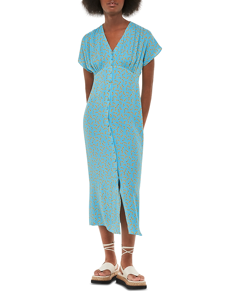 Whistles Womens Multi-coloured Floral Crescent-print Woven Midi Dress In Blue/multi