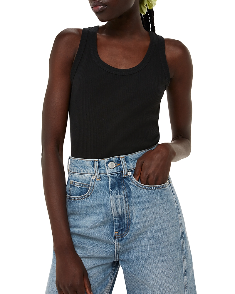 Whistles Womens Black Scoop-neck Ribbed Stretch-knit Vest Top In Black