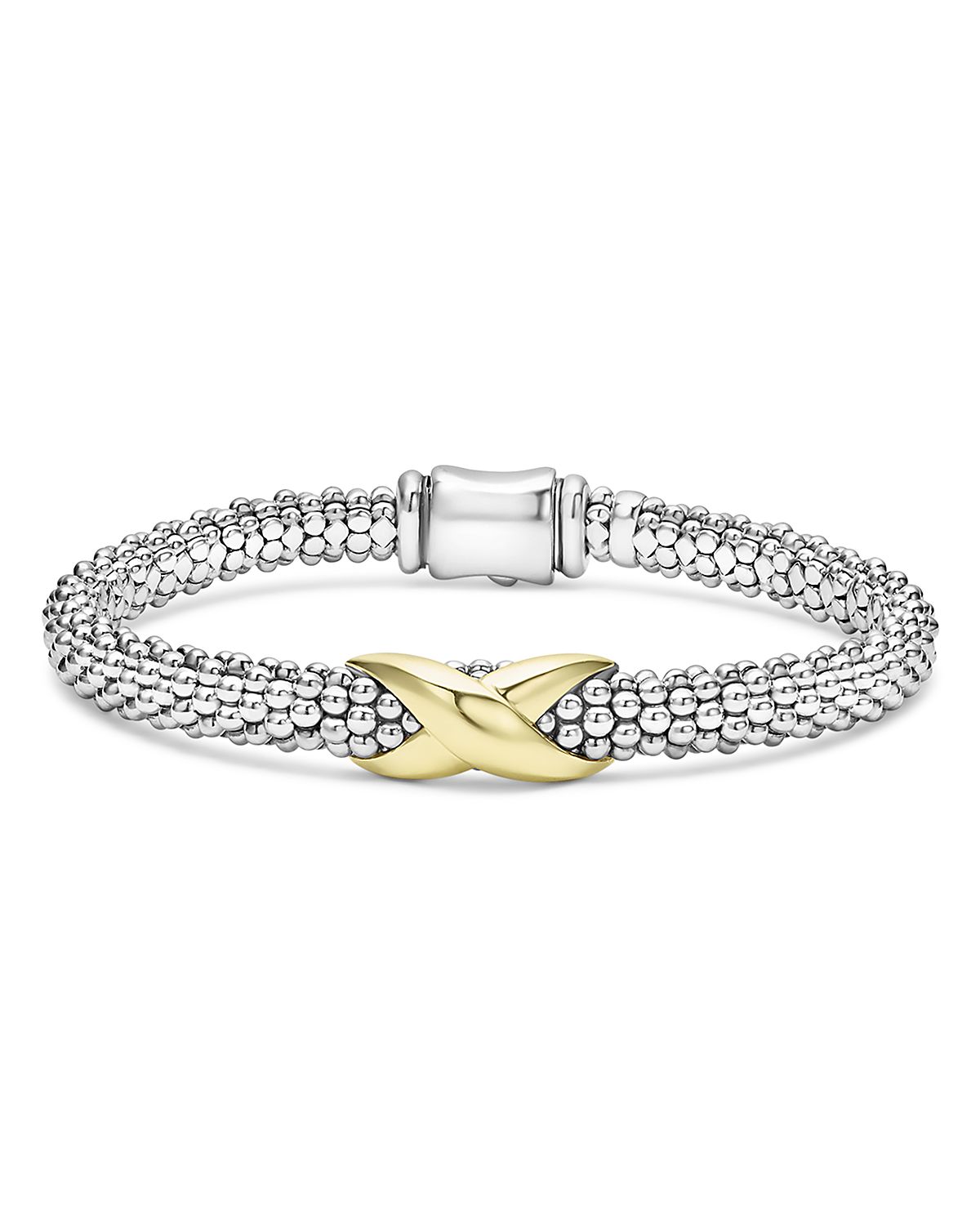 Lagos 18K Yellow Gold & Sterling Silver Embrace X Caviar Bead Link Bracelet
