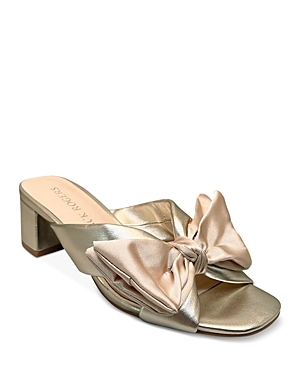 Shop Jack Rogers Women's Debra Mid Heel Bow Slide Sandals In Platinum