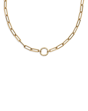 Moon & Meadow 14k Gold Circle & Paperclip Chain Necklace, 18.5