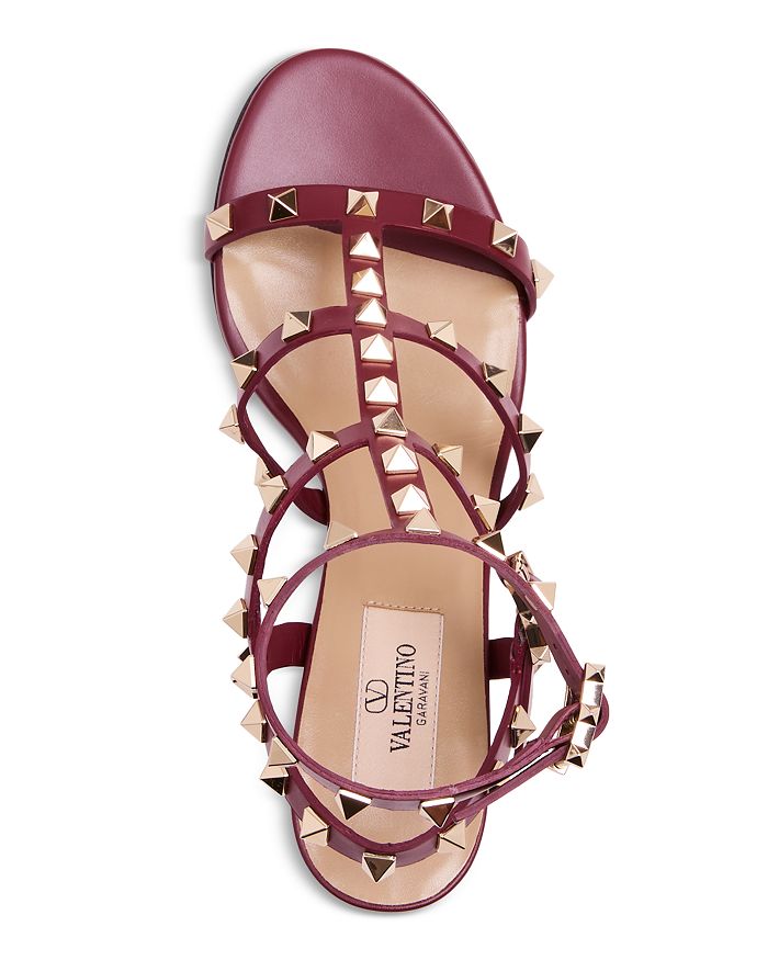 Shop Valentino Women's Rockstud City Block Heel Sandals In Deep Red