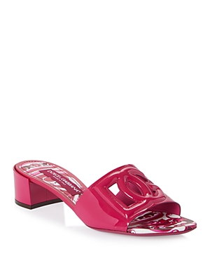 Dolce & Gabbana Women's Slip On Cutout Block Heel Slide Sandals In Cyclamen